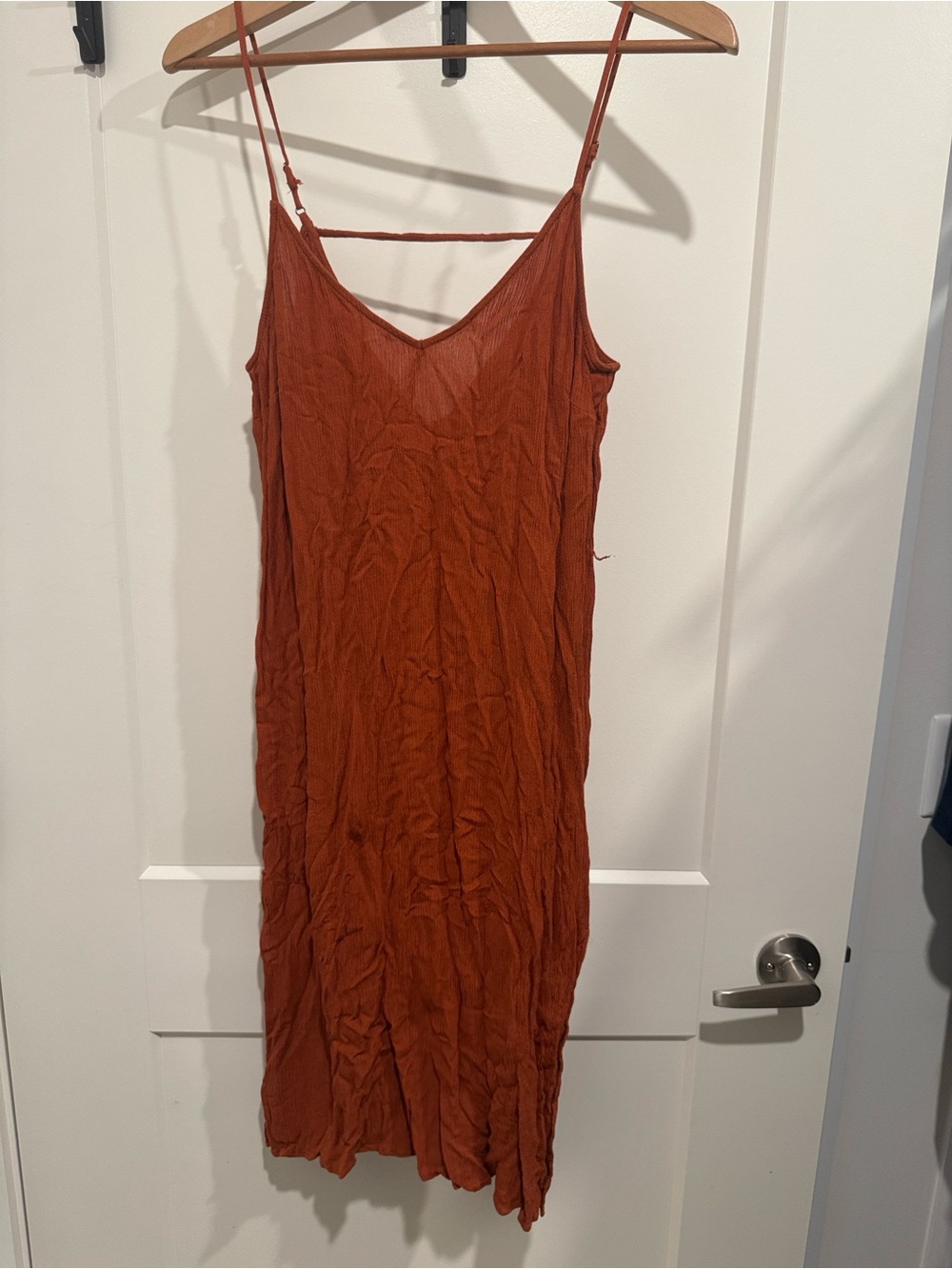 Women's Rust Slip Dress with Spaghetti Straps